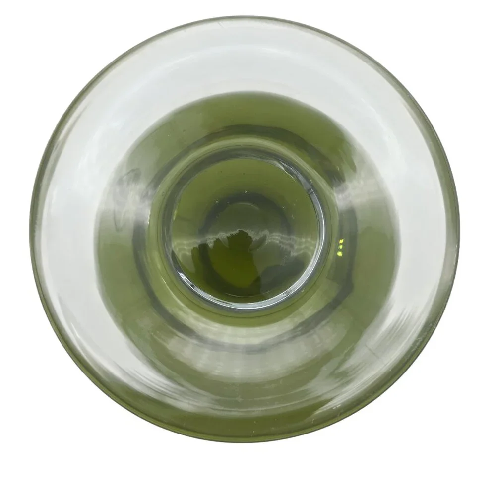 Vintage Avocado Green Art Glass Pitcher Pedestal Base Applied Handle MCM - Picture 9 of 11